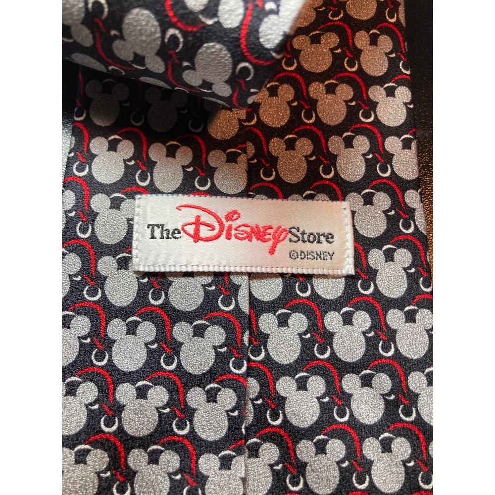 Disney Store Mickey Mouse Silk Tie Mens Black Grey Red Hand Made RN 73469 - Picture 6 of 6